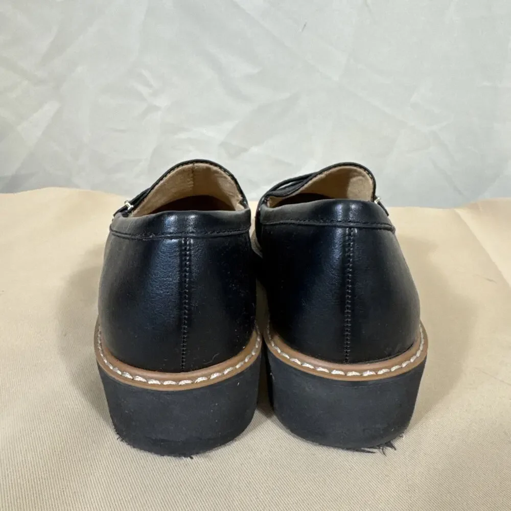 Naturalizer Morrison Loafers Womens 8.5 Black Leopard Double Buckle Lug Sole